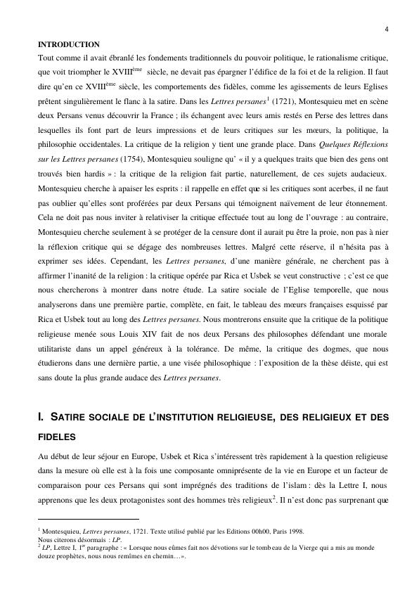 La Critique De La Religion Dans Les Lettres Persanes De Montesquieu