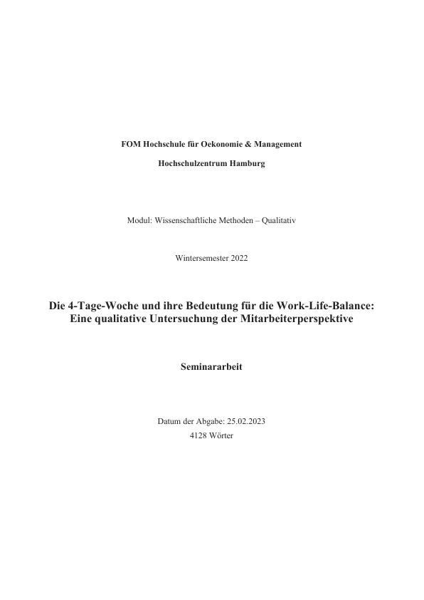 4 Tage Woche und ihre Bedeutung für Work Life Balance Eine