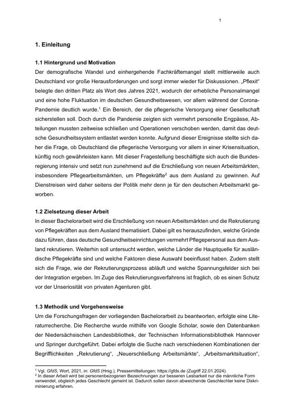 Rekrutierung von Pflegekräften aus dem Ausland Einflussfaktoren