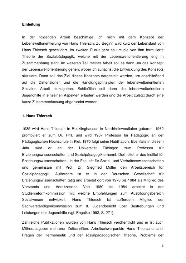 Hans Thierschs Konzept Der Lebensweltorientierung Hausarbeiten De