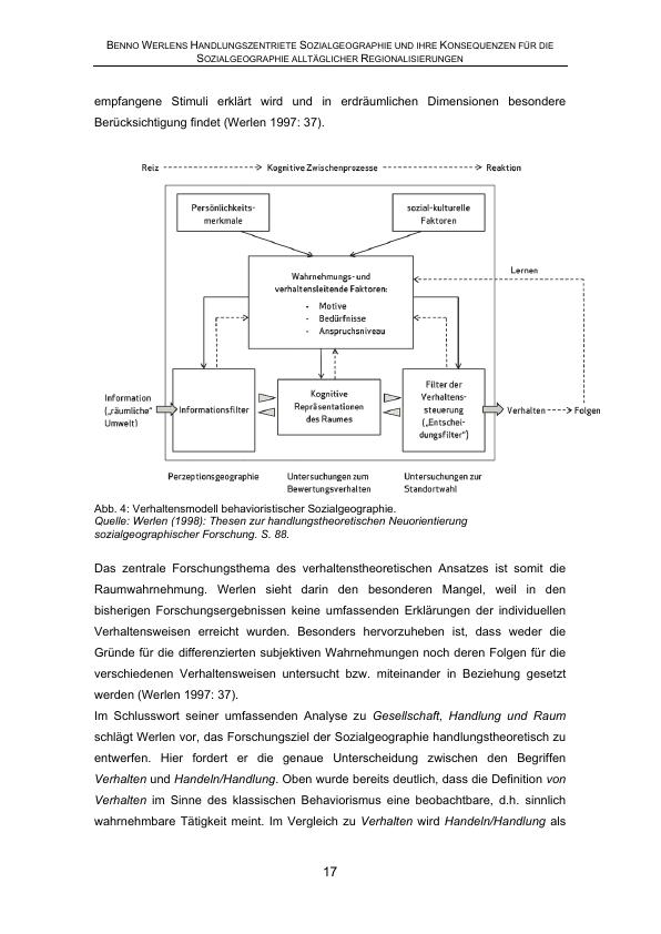 Benno Werlens Handlungszentrierte Sozialgeographie. Konsequenzen Für ...