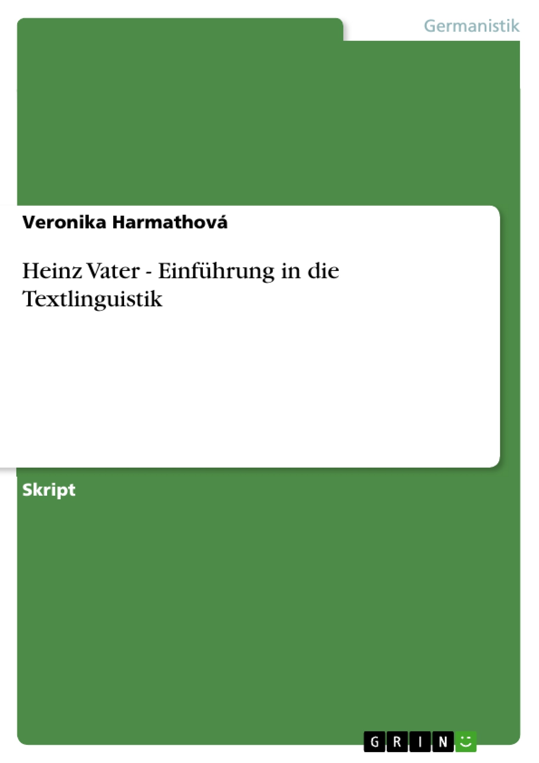 Title: Heinz Vater - Einführung in die Textlinguistik