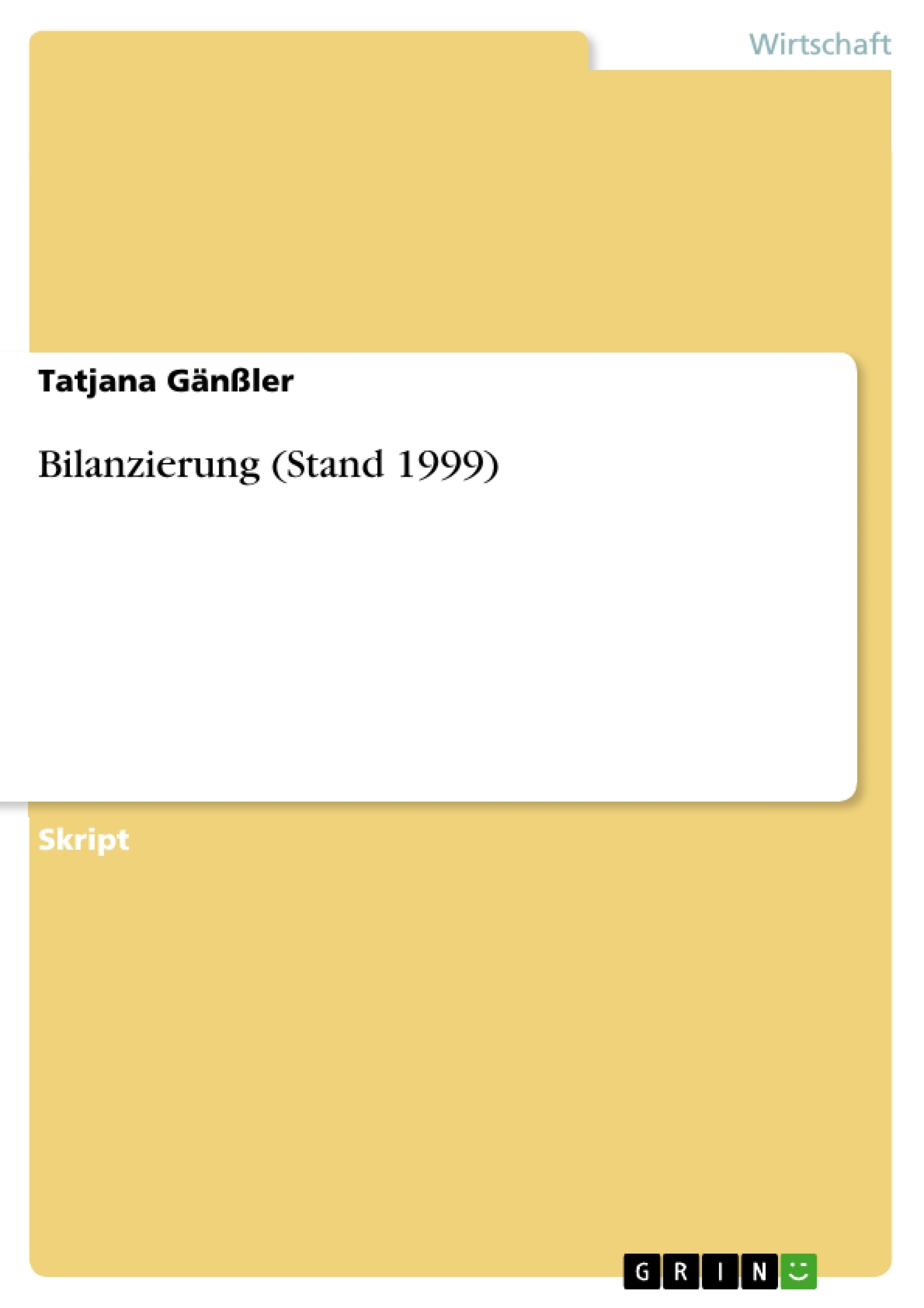 Título: Bilanzierung (Stand 1999)