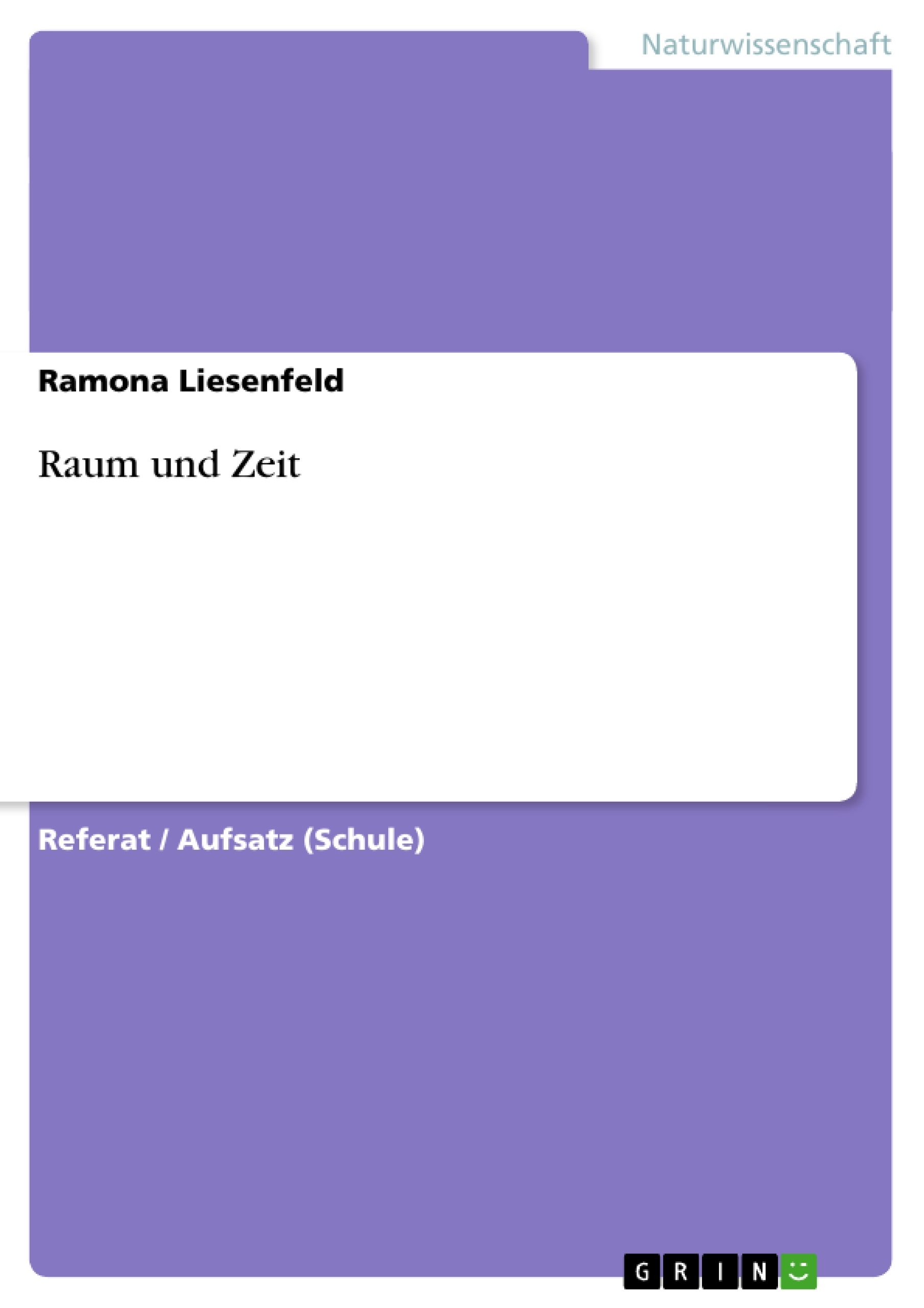 Titre: Raum und Zeit