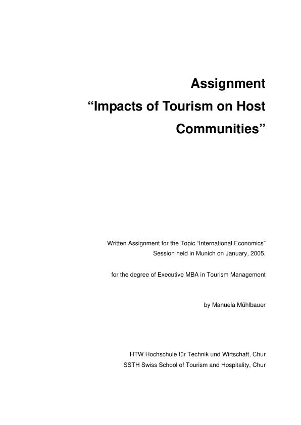 Title: Impacts of Tourism on Host Communities
