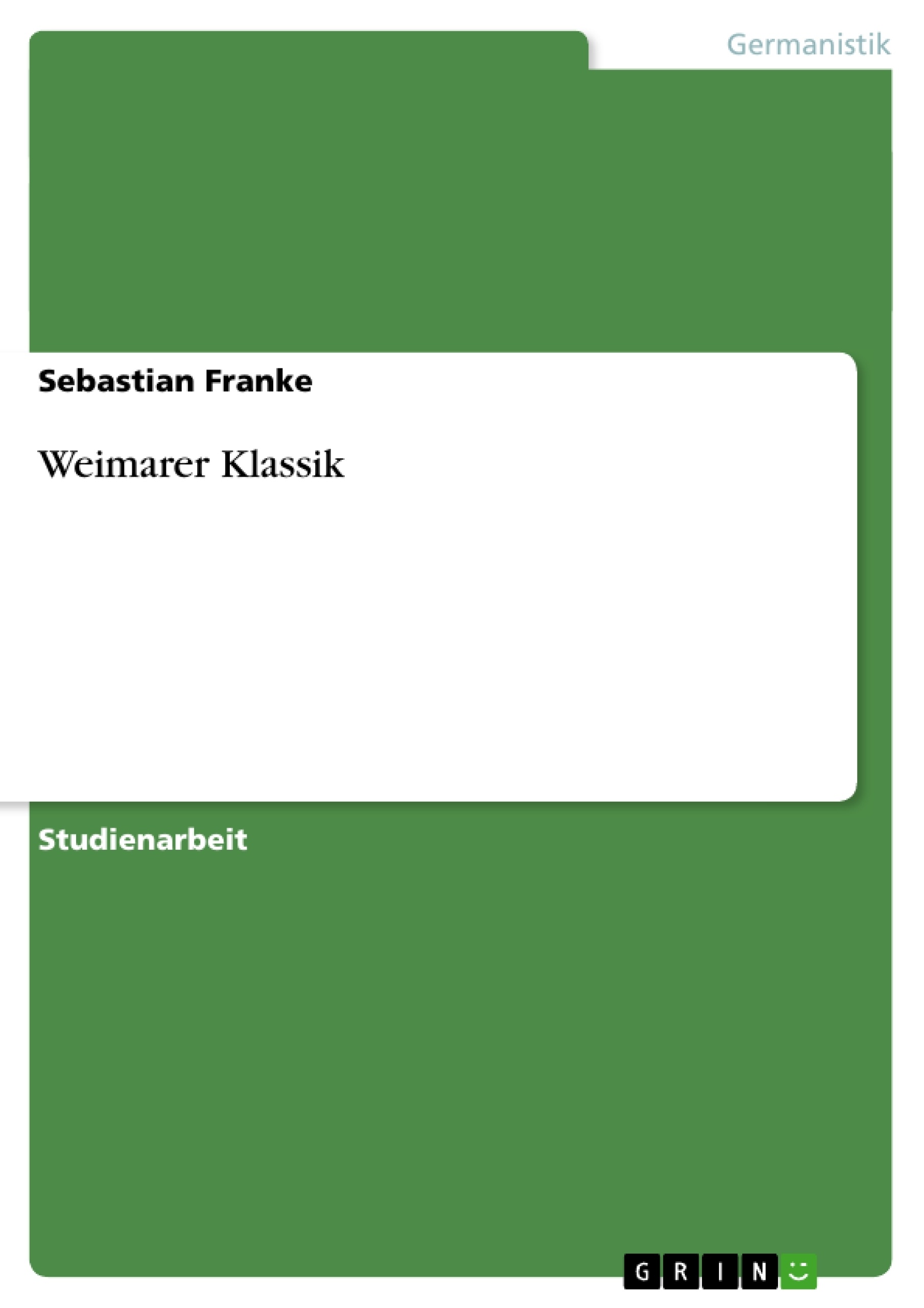 Titre: Weimarer Klassik