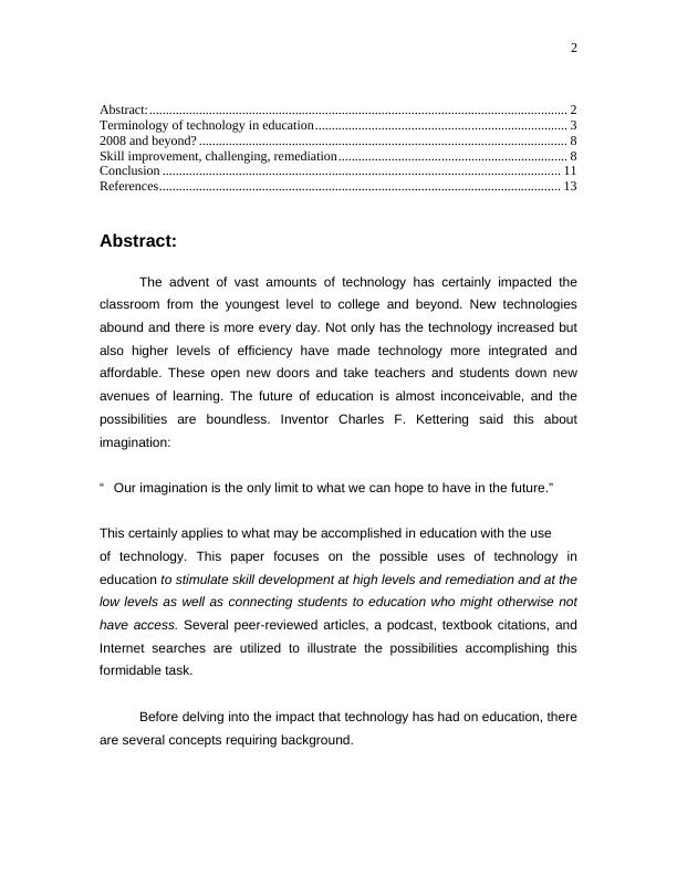 contribution technology in education essay