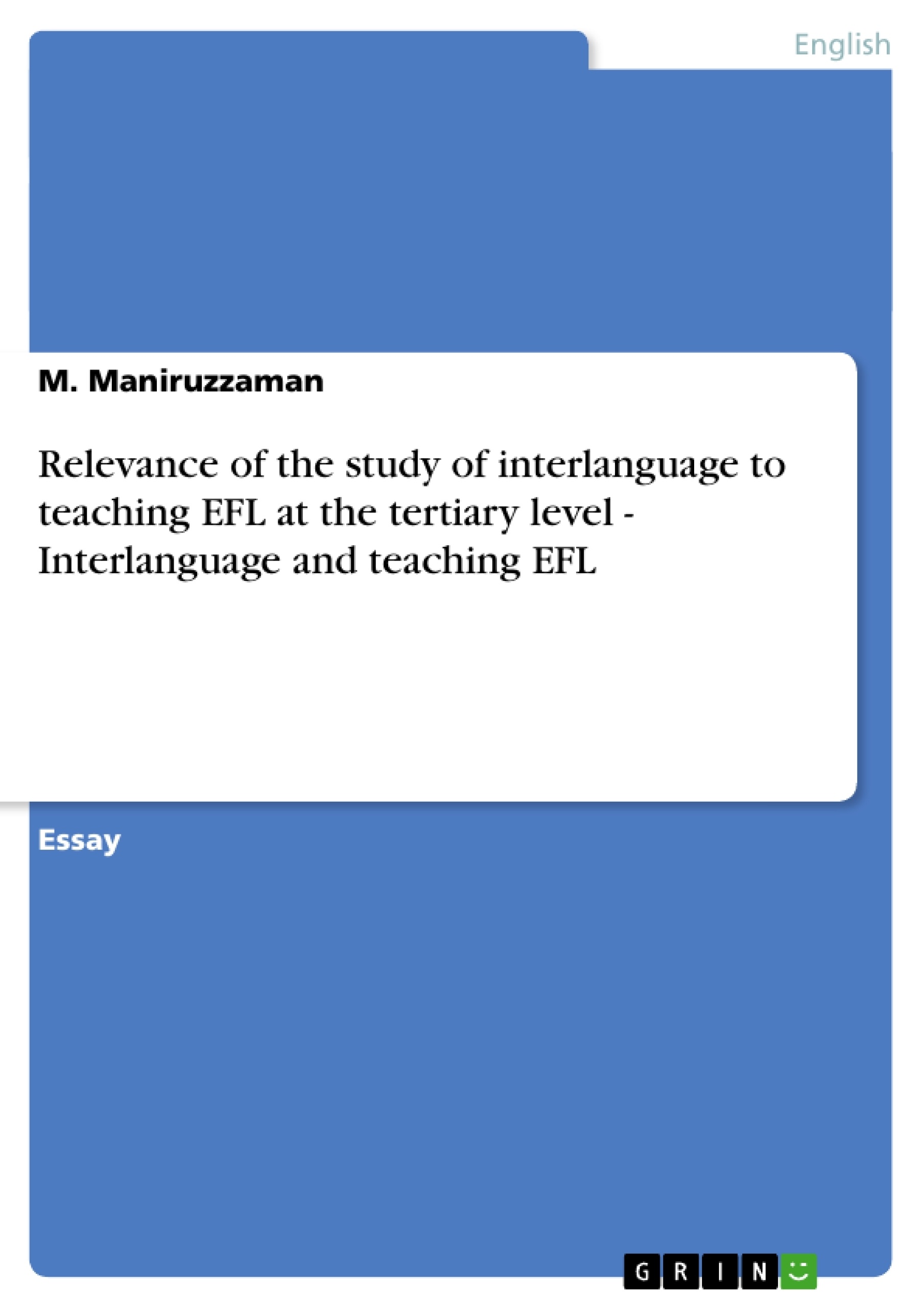 level　and　the　the　Relevance　study　at　of　EFL　teaching　to　of　interlanguage　GRIN　teaching　tertiary　Interlanguage　EFL