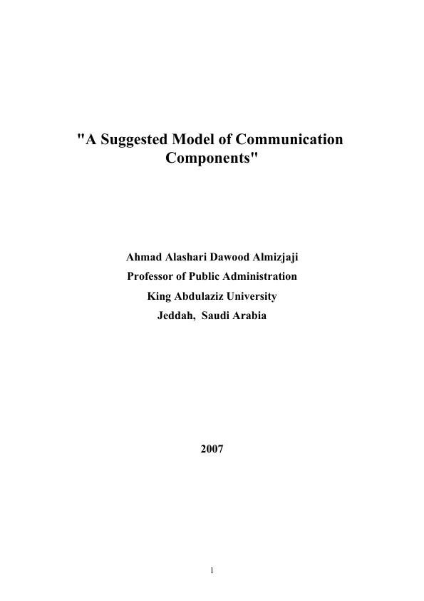 Titel: A Suggested Model of Communication Components  -  Communication Components