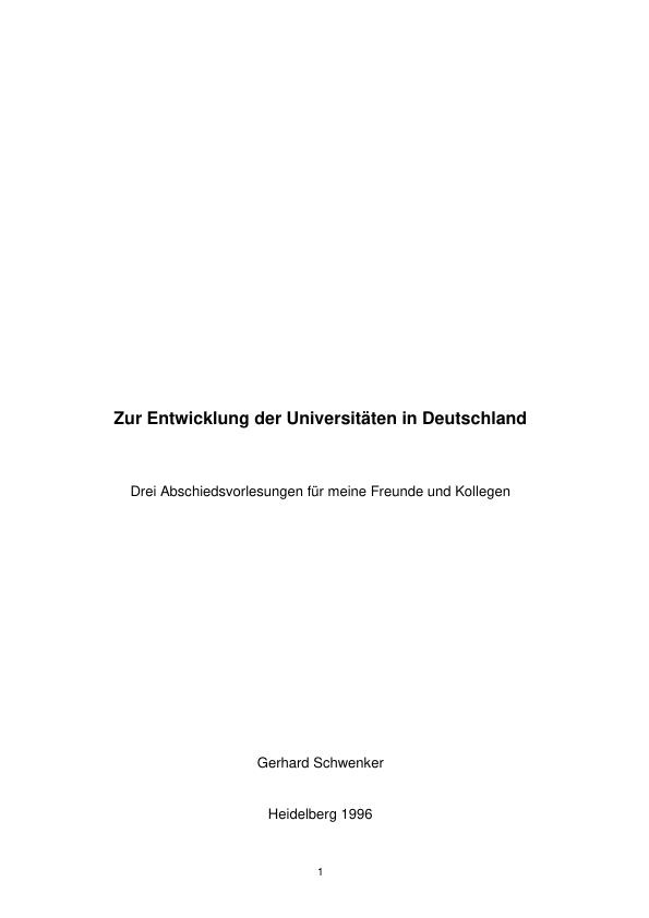 Título: Zur Entwicklung der Universitäten in Deutschland   -   Drei Abschiedsvorlesungen 