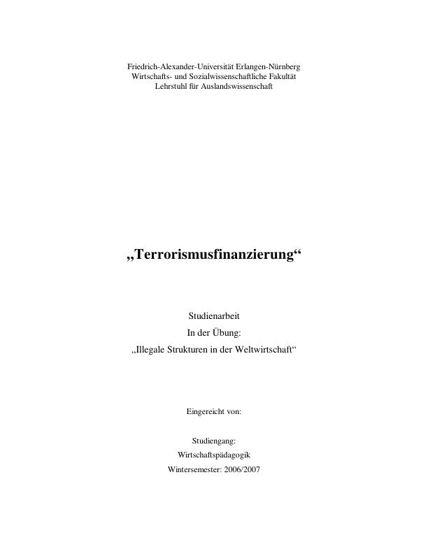 Titel: Terrorismusfinanzierung