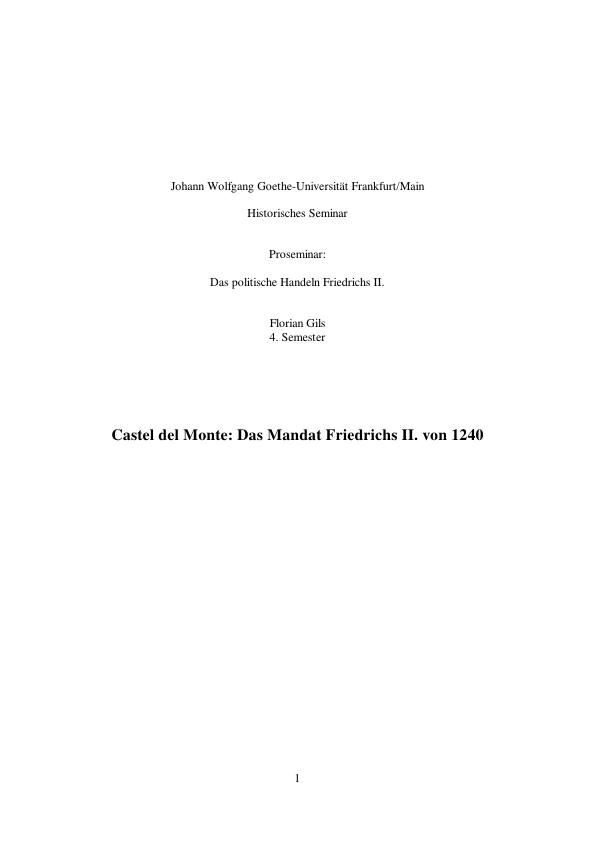 Titel: Castel del Monte: Das Mandat Friedrichs II. von 1240