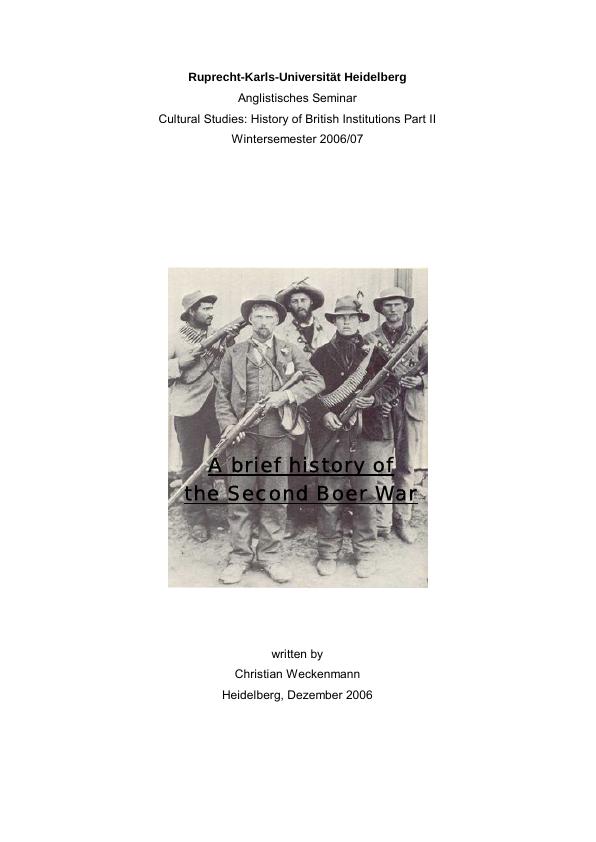 Title: A brief history of the Second Boer War