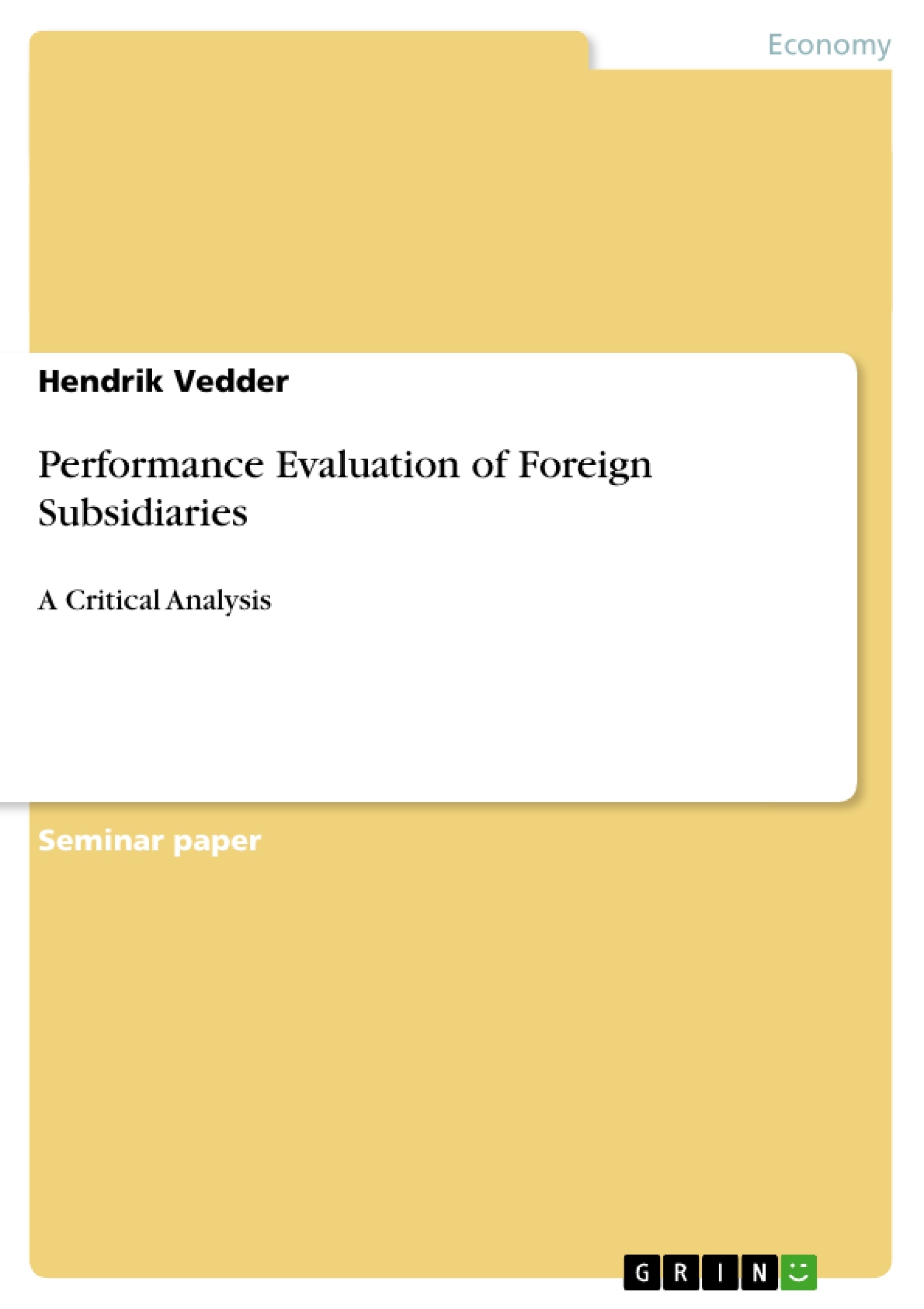 Título: Performance Evaluation of Foreign Subsidiaries 