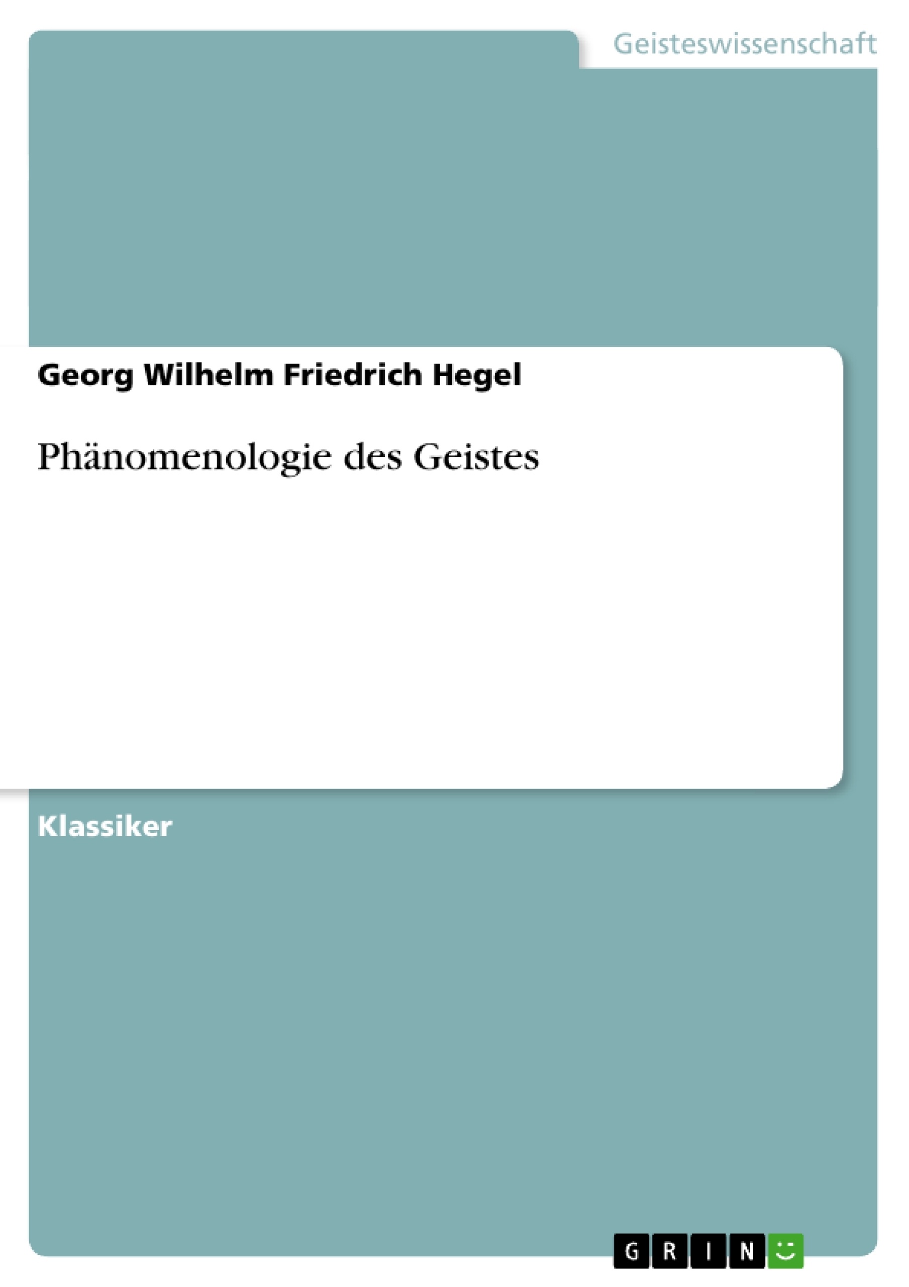 Title: Phänomenologie des Geistes