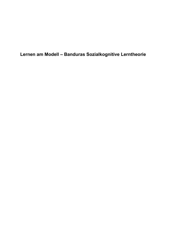 Sozialkognitive Lerntheorie Nach Bandura - GRIN | Grin