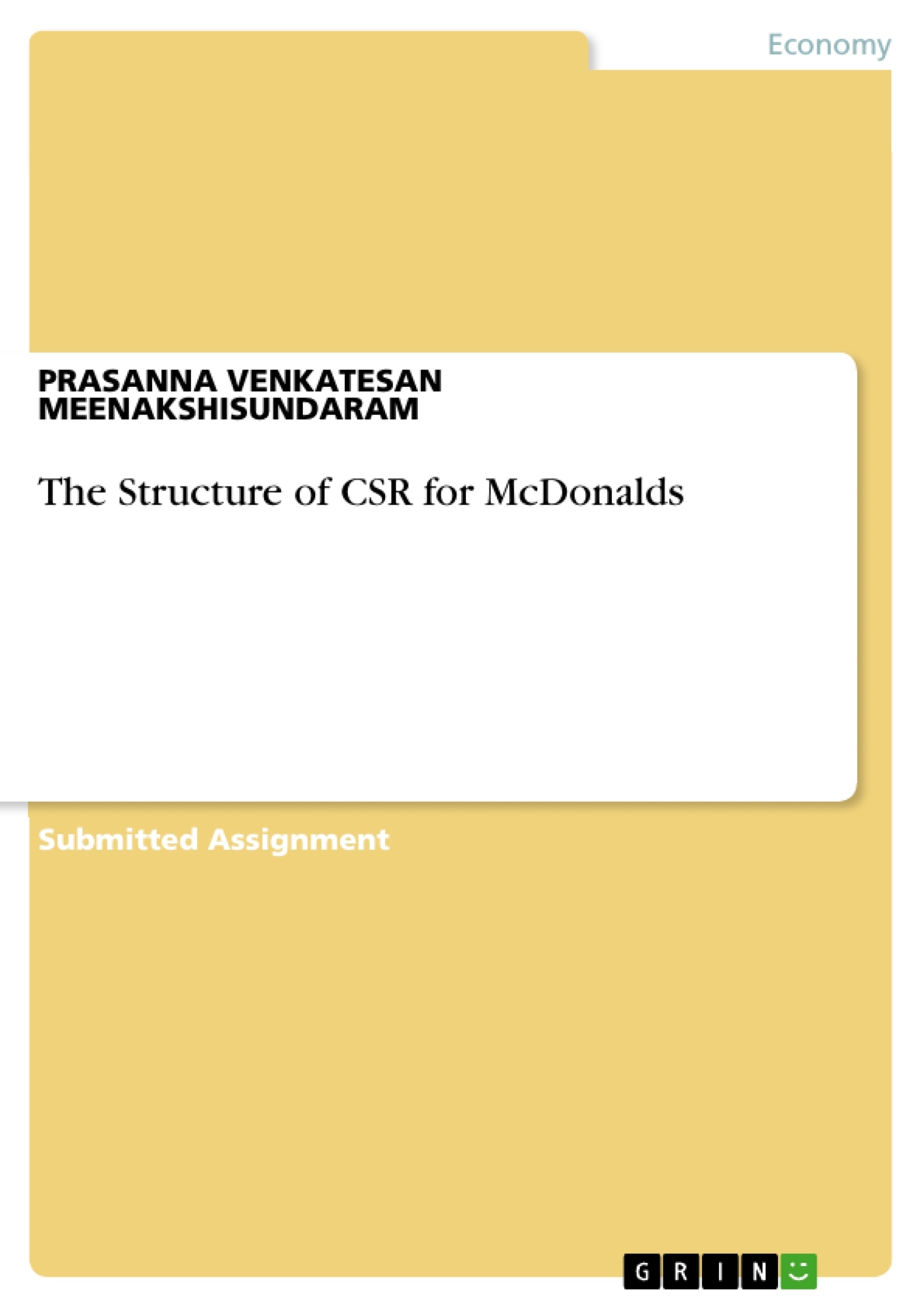 Title: The Structure of CSR for McDonalds