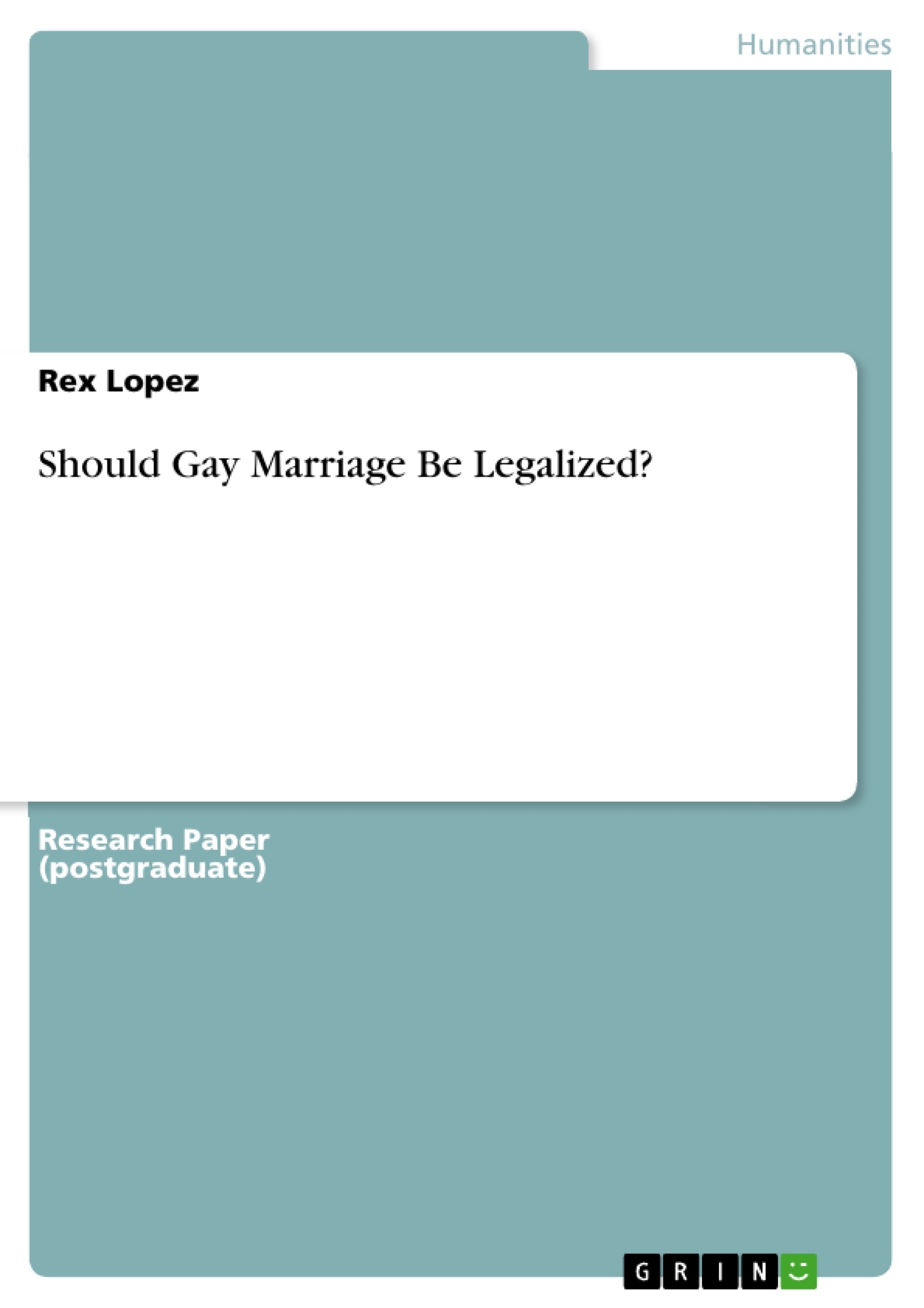 Titre: Should Gay Marriage Be Legalized?