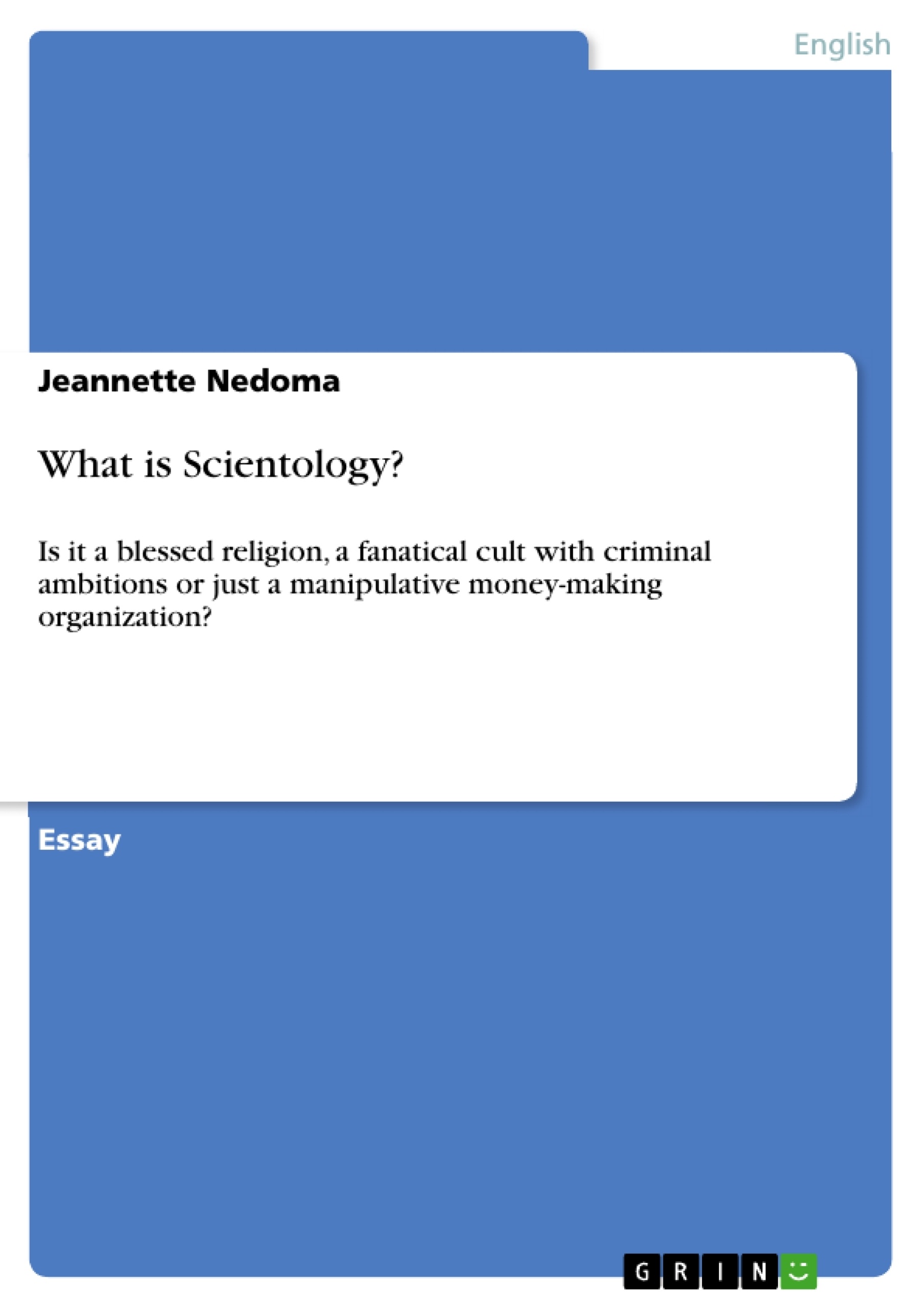 Реферат: Scientology Essay Research Paper Scientology is a