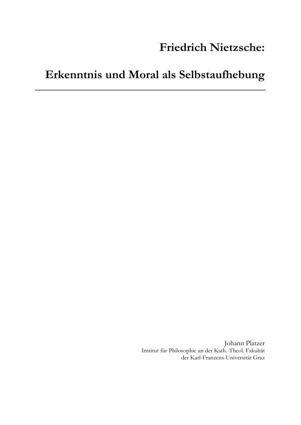 Titre: Friedrich Nietzsche: Erkenntnis und Moral als Selbstaufhebung