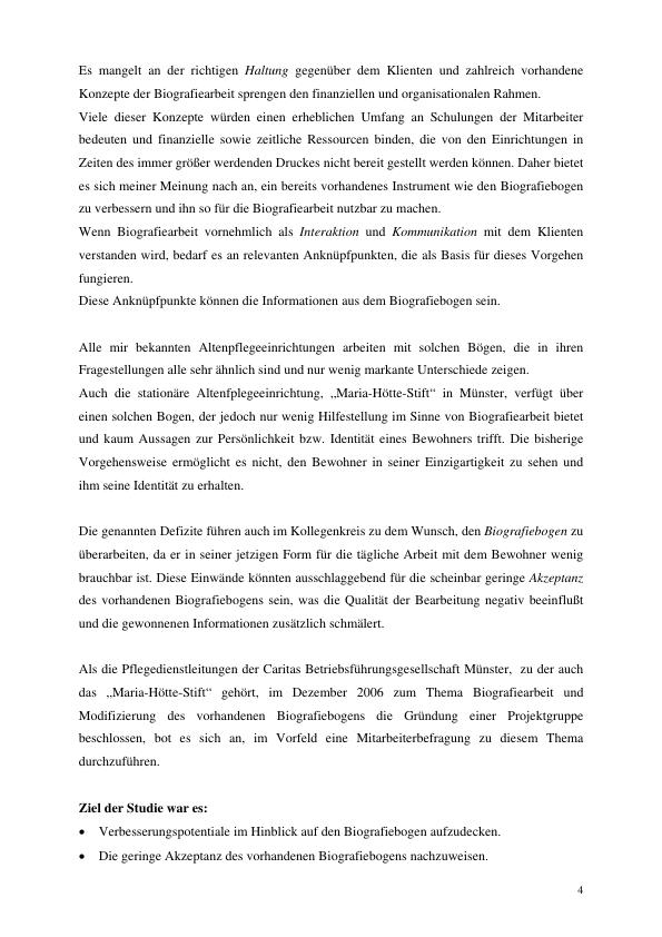 Biografiearbeit in der stationären Altenpflege. Planung, Durchführung
