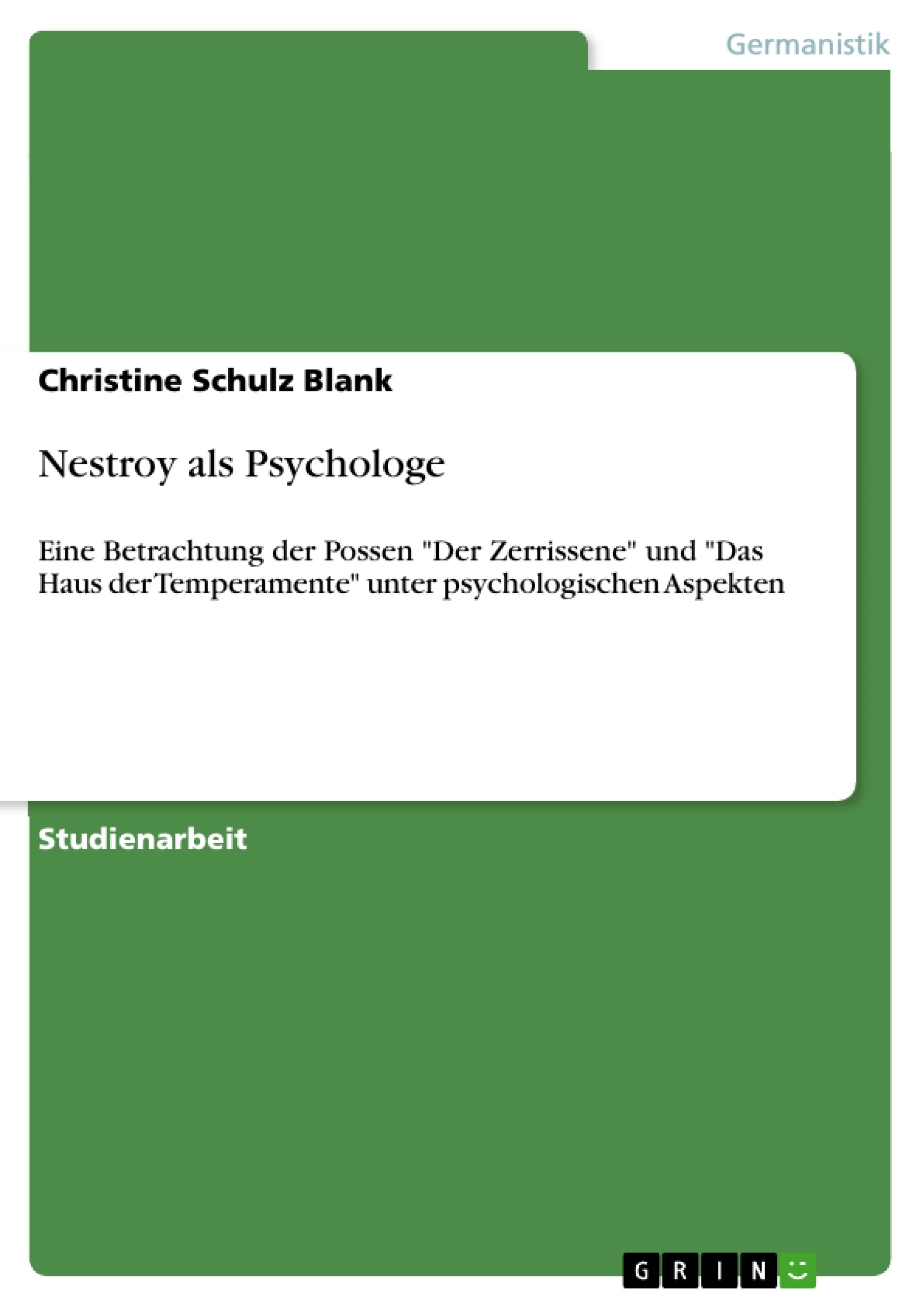 Título: Nestroy als Psychologe