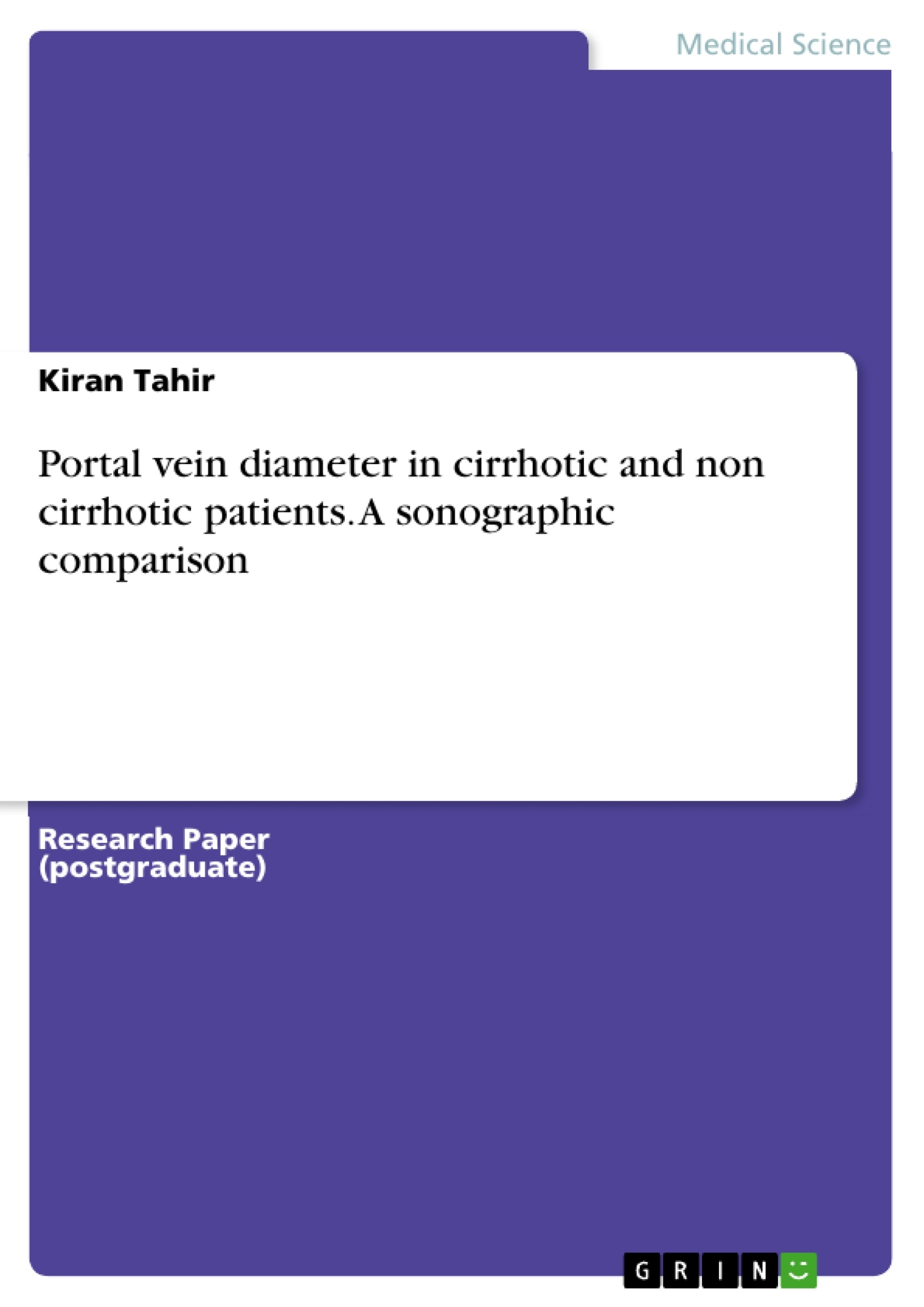 Título: Portal vein diameter in cirrhotic and non cirrhotic patients. A sonographic comparison