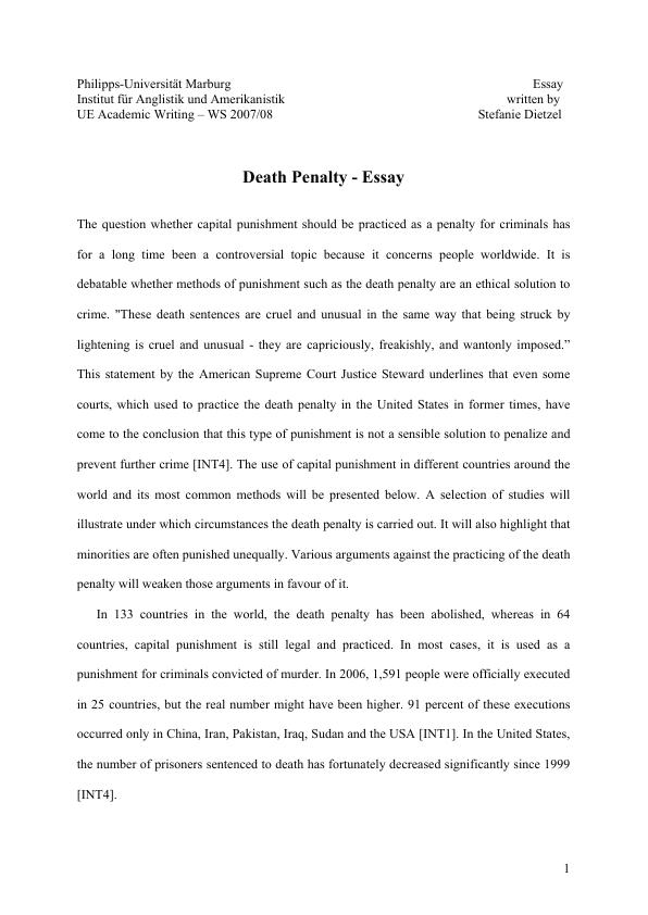 death penalty should be allowed essay