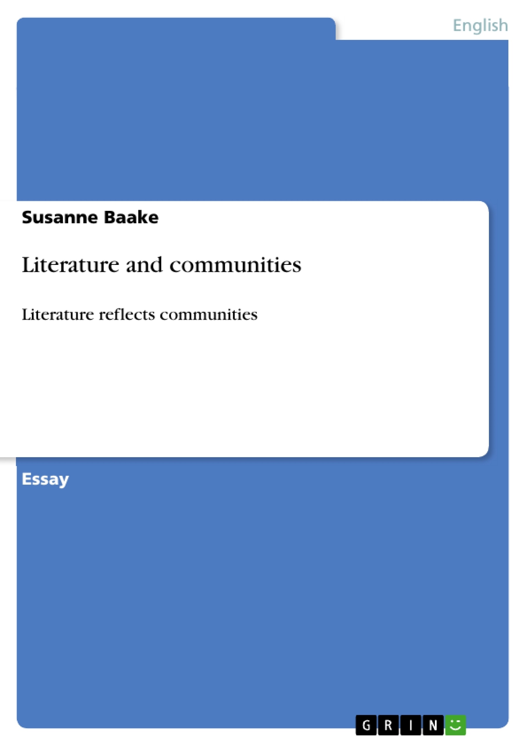 Title: Literature and communities