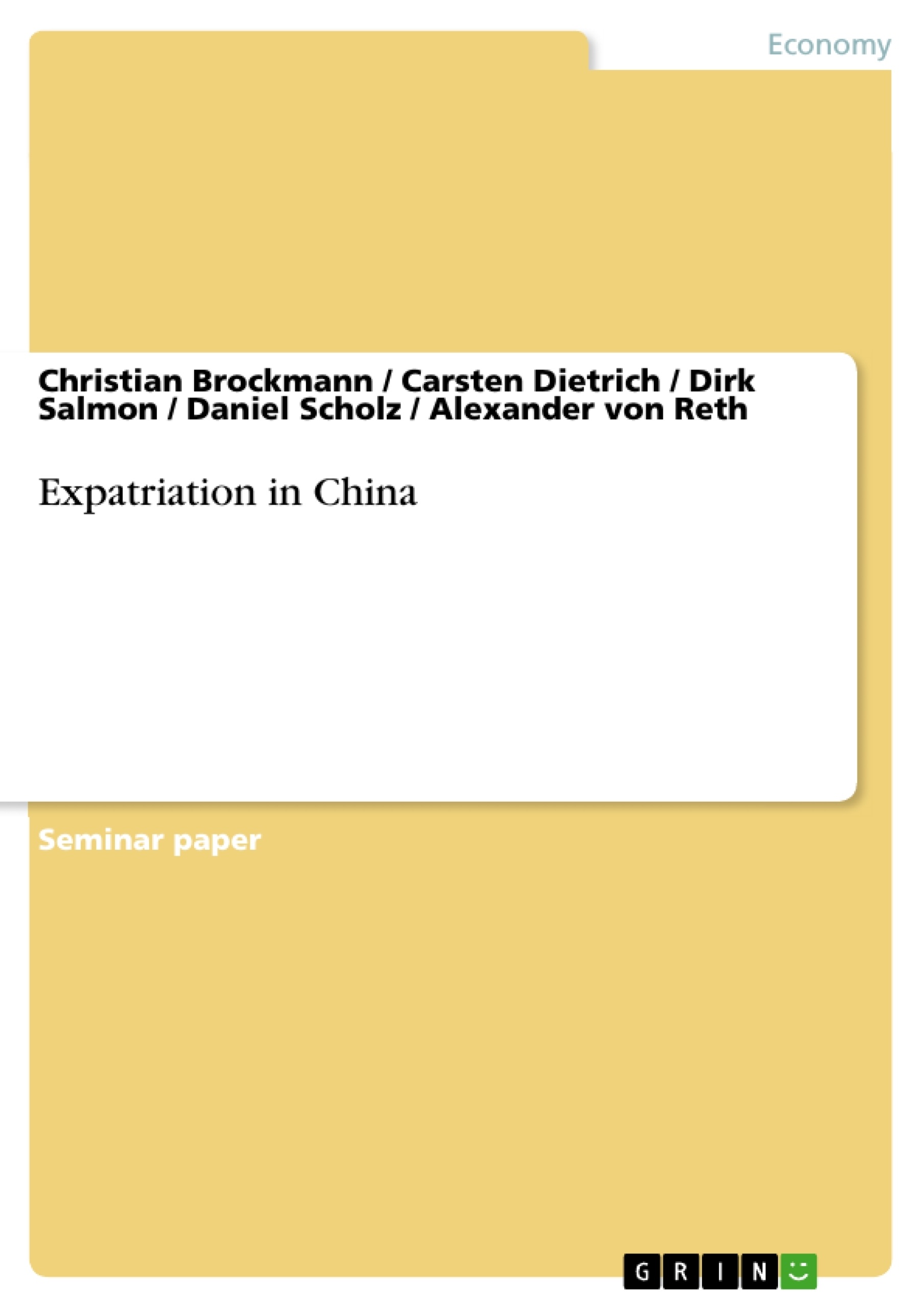 Titre: Expatriation in China