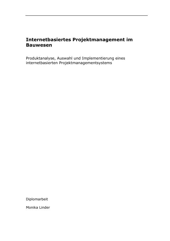 Titel: Internetbasiertes Projektmanagement im Bauwesen
