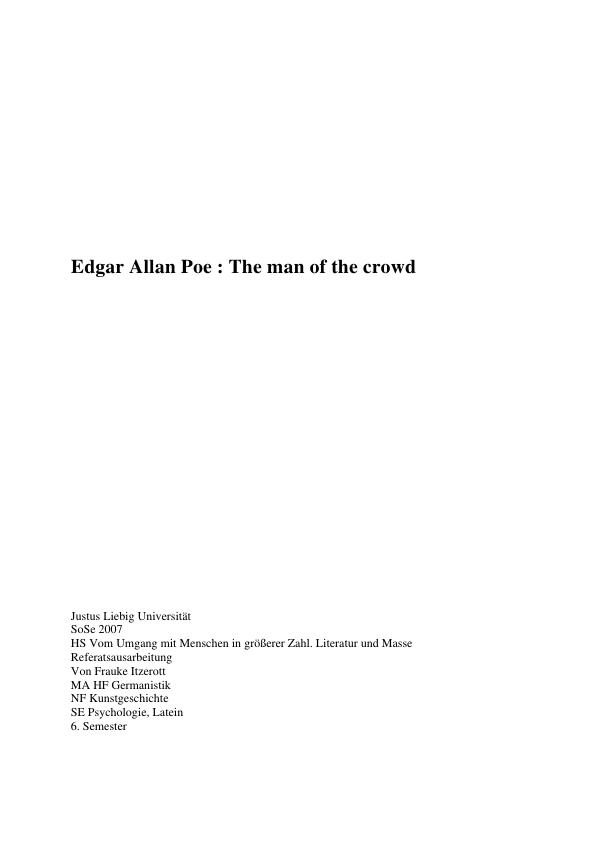 Titel: Edgar Allan Poe: The man of the crowd