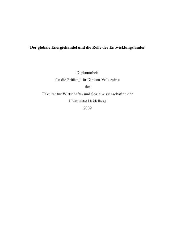 Grin Der Globale Energiehandel Und Die Rolle Der Entwicklungsländer - 