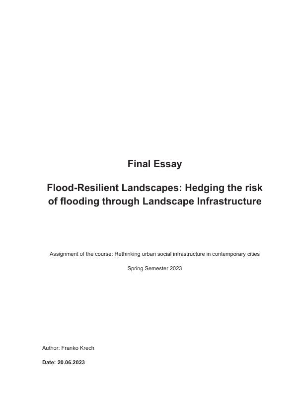 Flood-resilient Landscapes. Hedging The Risk Of Flooding Through 