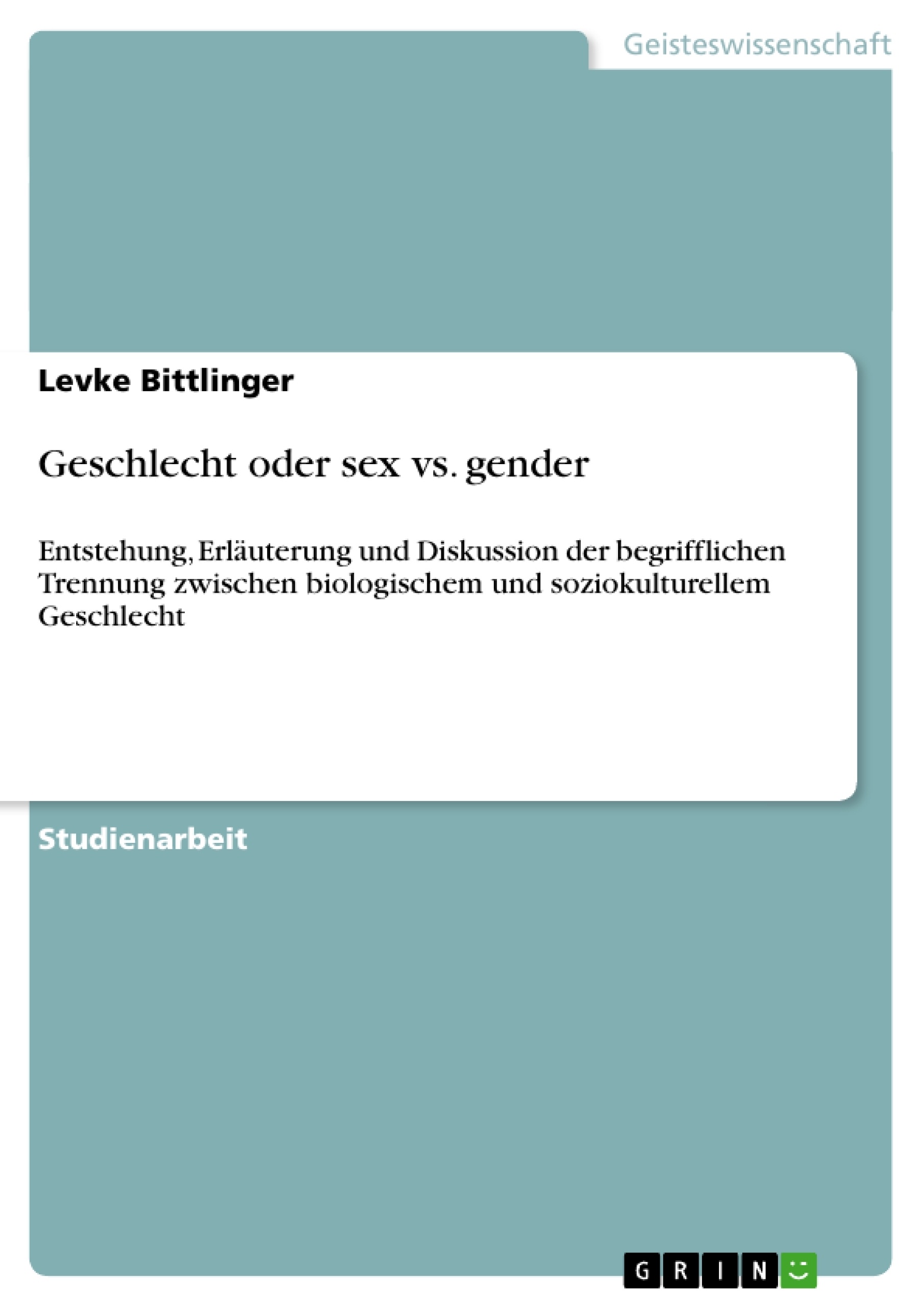 Título: Geschlecht oder sex vs. gender