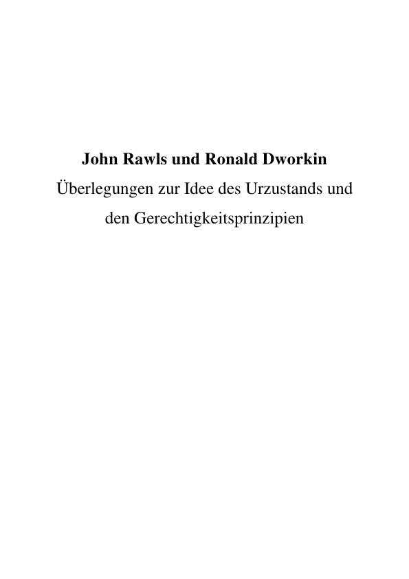 Titel: John Rawls und Ronald Dworkin