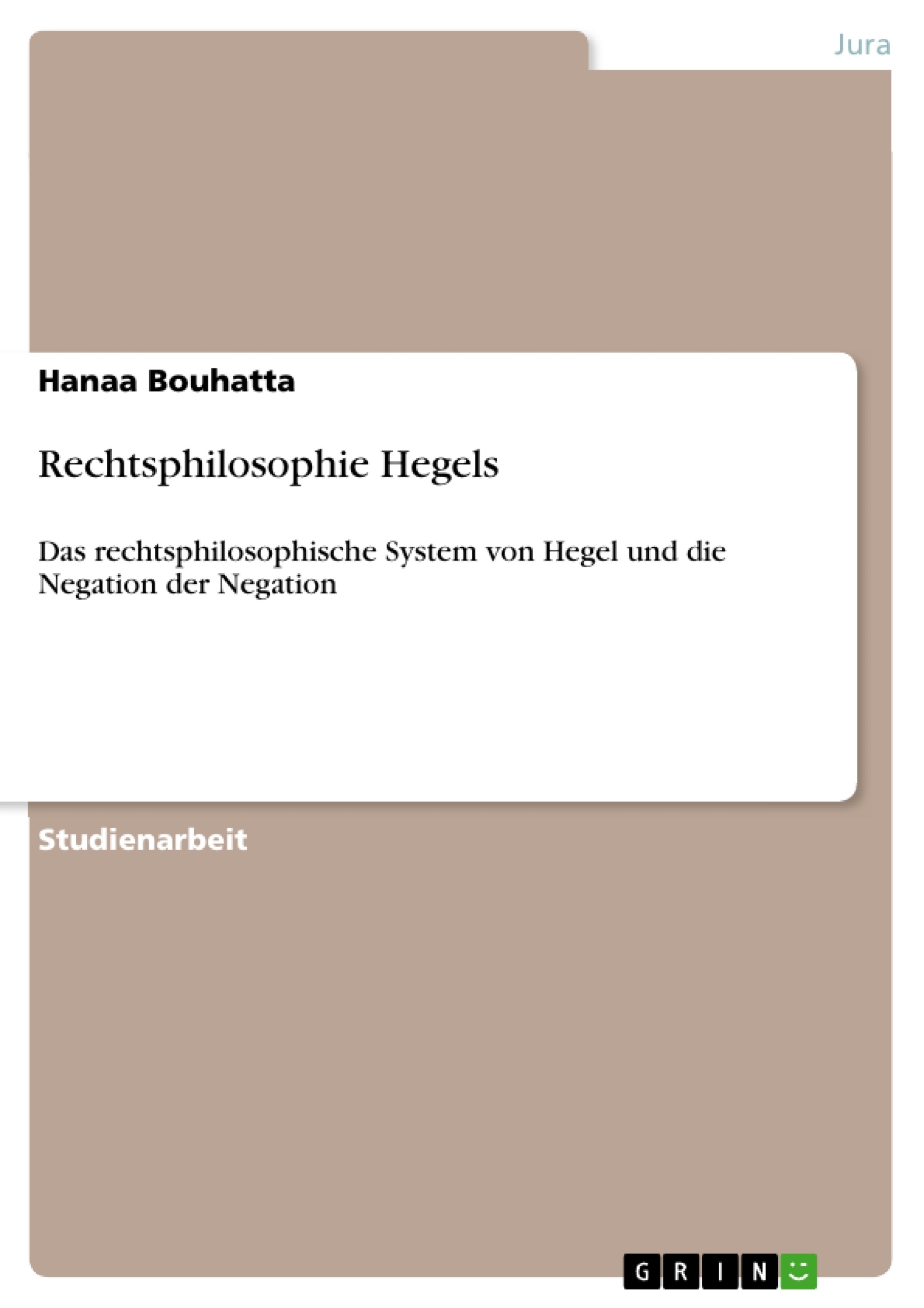 Titre: Rechtsphilosophie Hegels