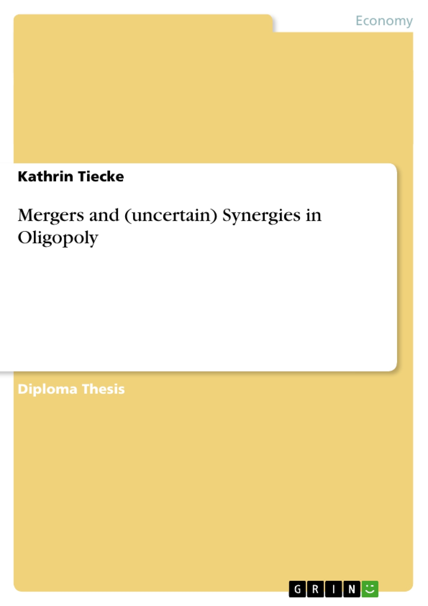 Titre: Mergers and (uncertain) Synergies in Oligopoly