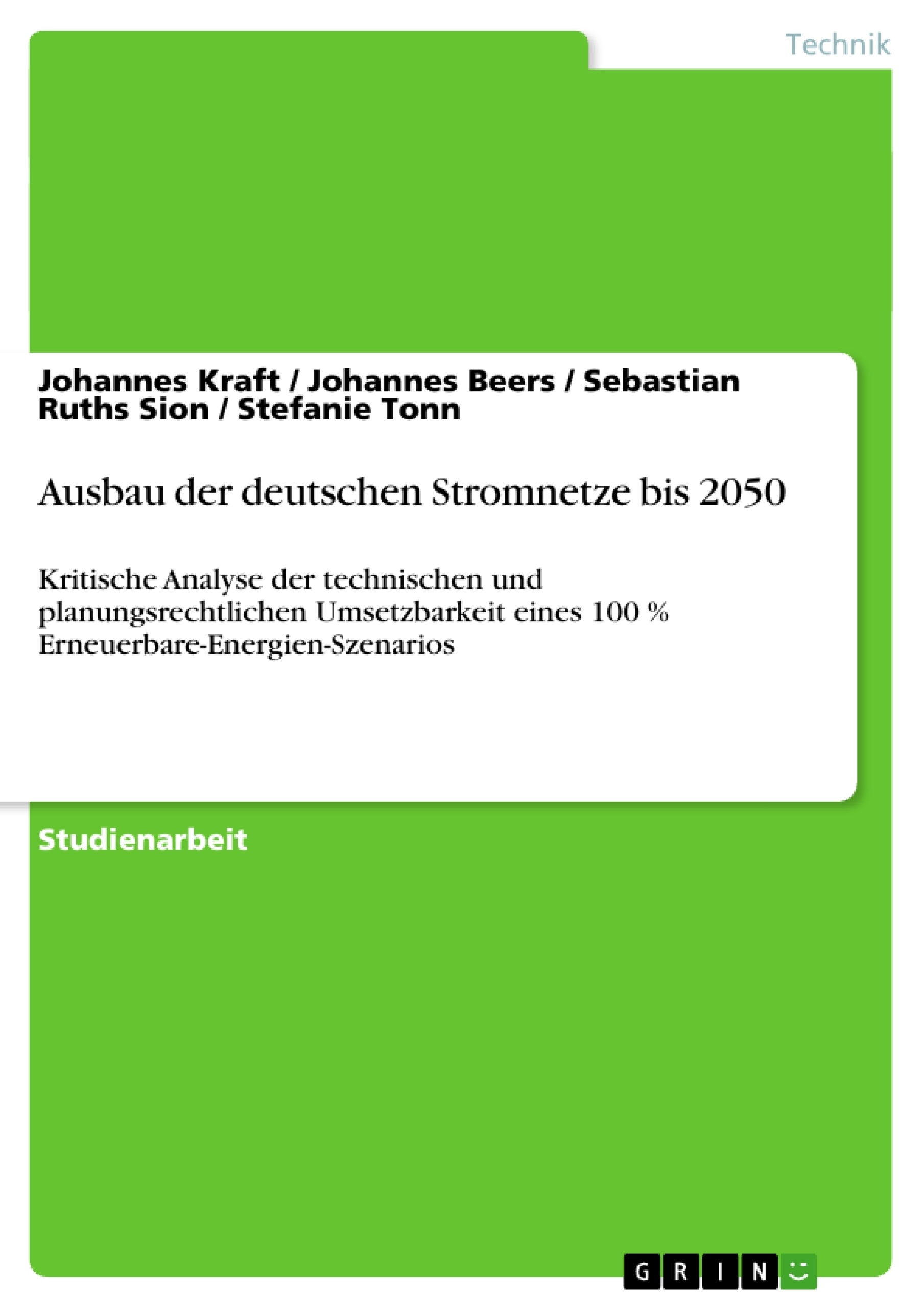 Titre: Ausbau der deutschen Stromnetze bis 2050