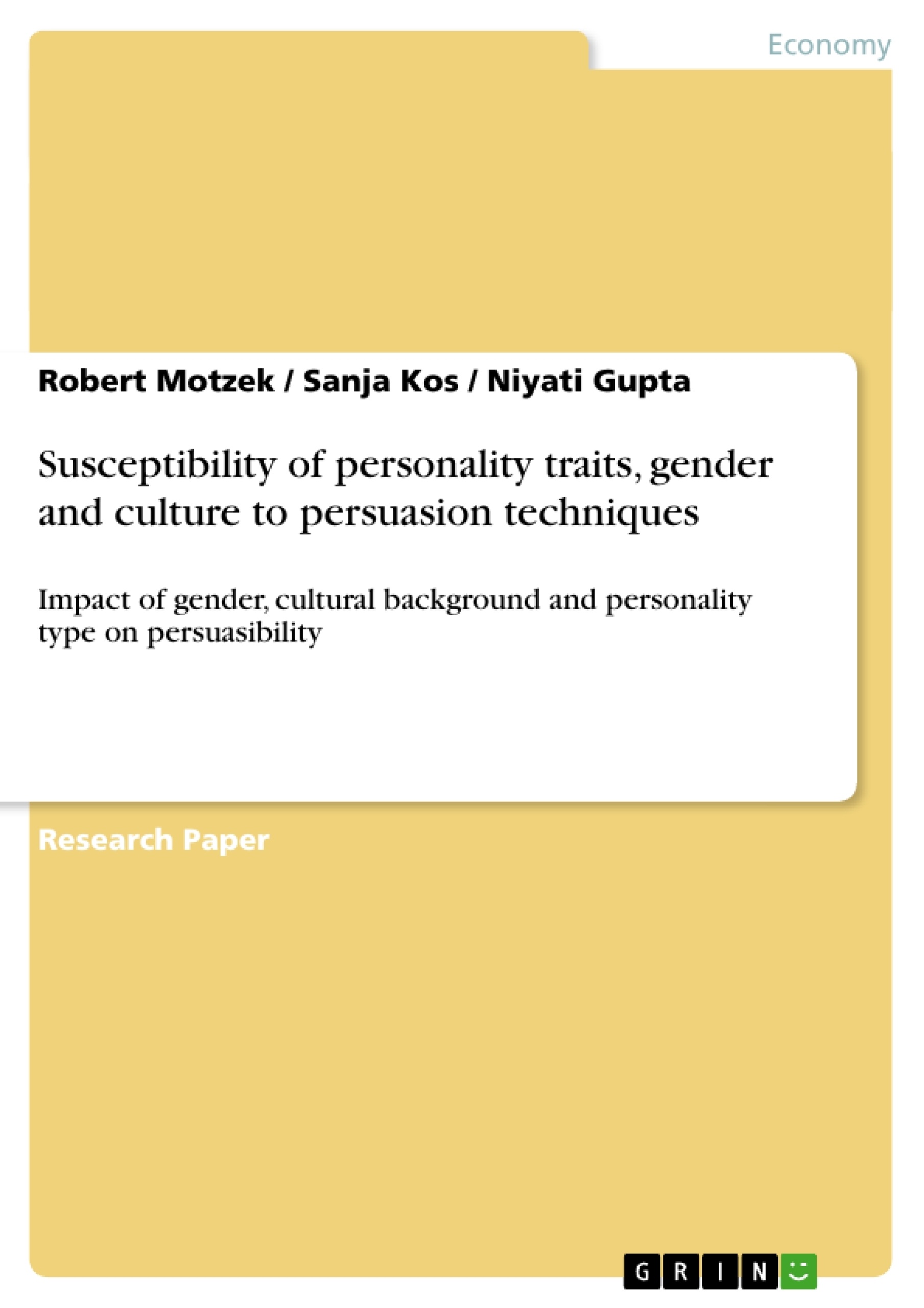 research paper on personality types
