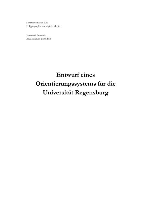 Titel: Entwurf eines Orientierungssystems für die Universität Regensburg