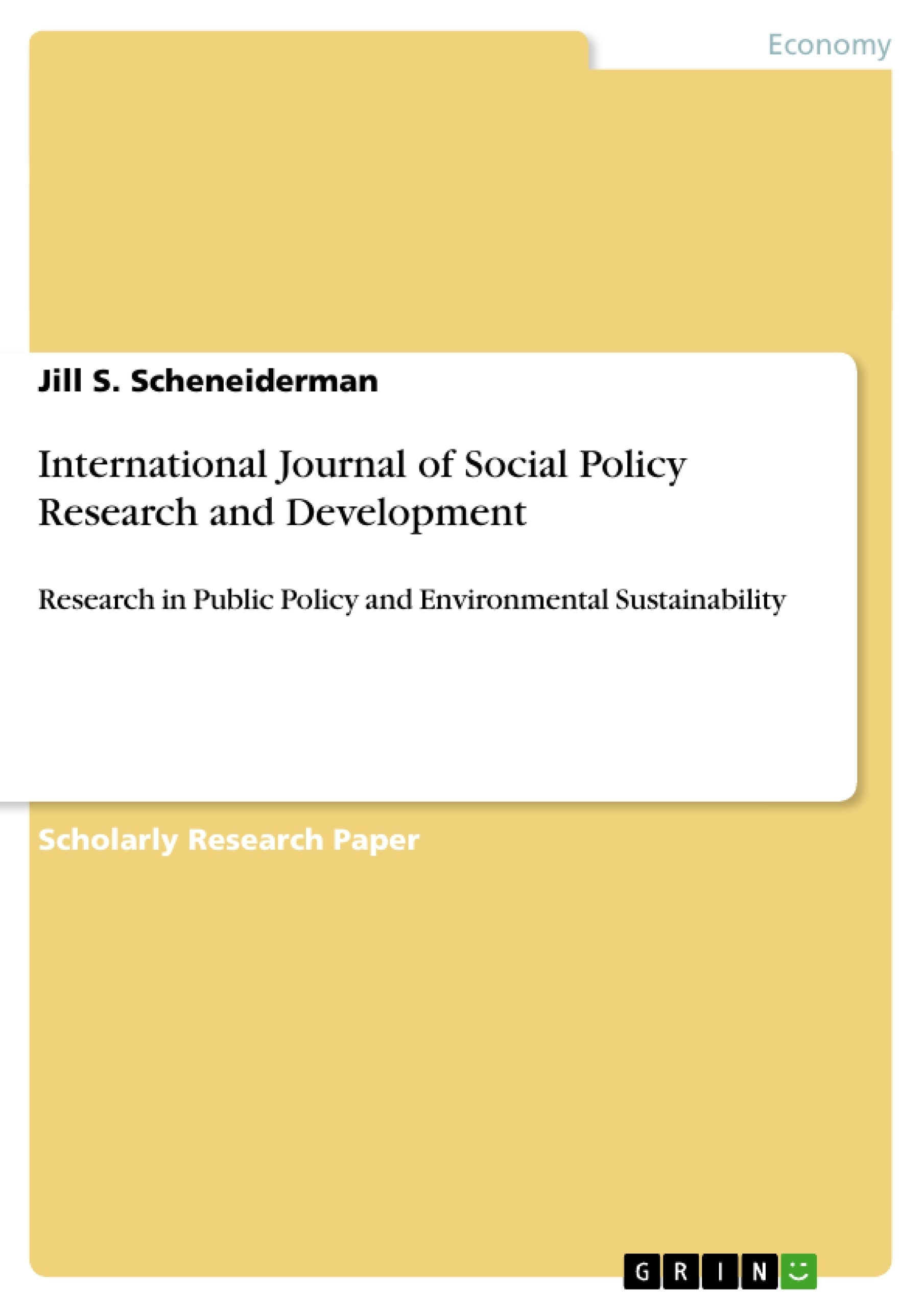 Titre: International Journal of Social Policy Research and Development
