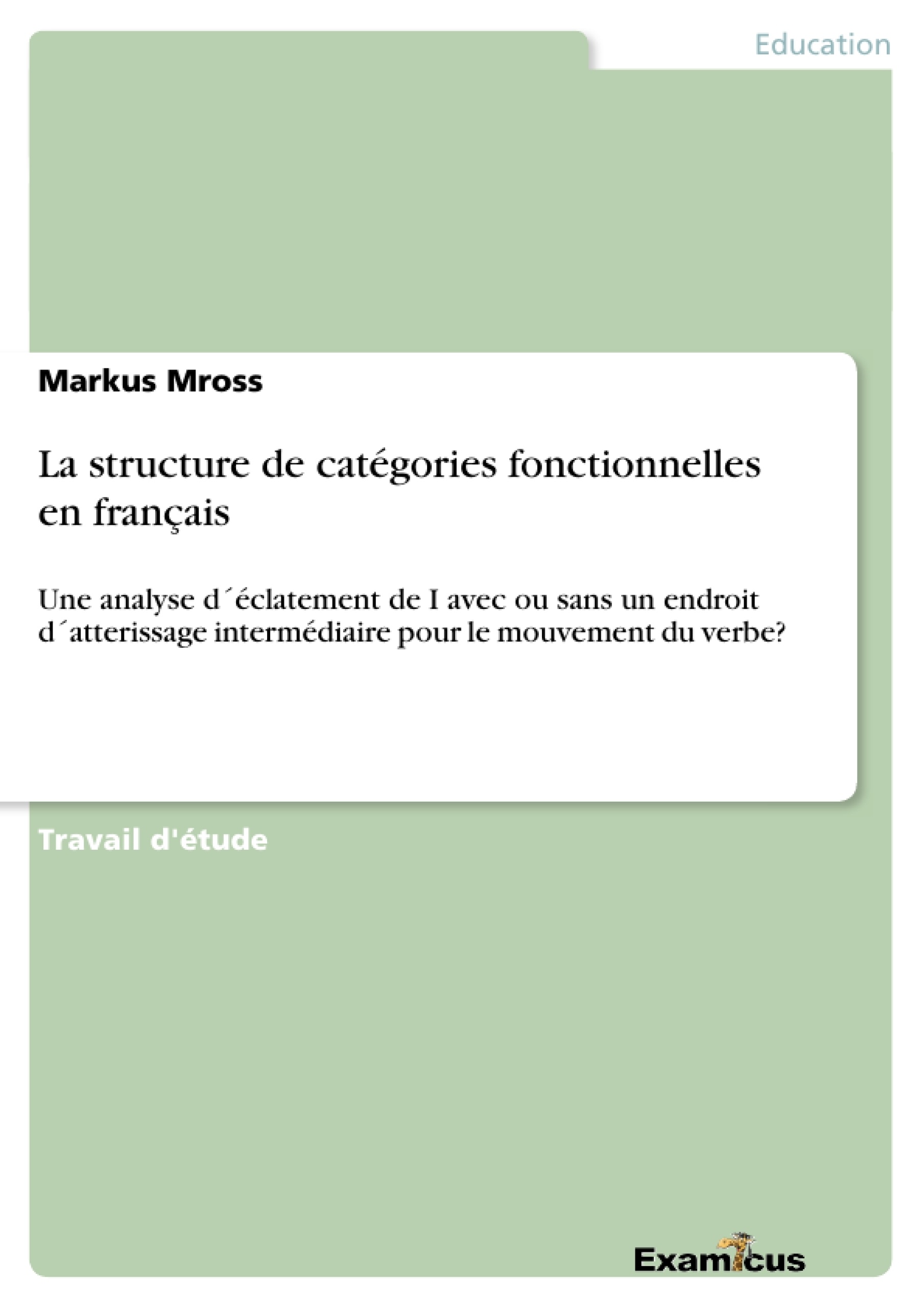 Título: La structure de catégories fonctionnelles en français