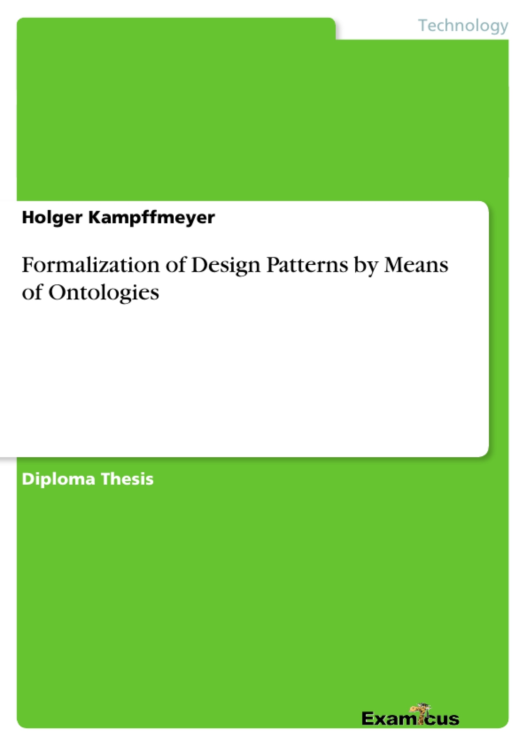 Titre: Formalization of Design Patterns by Means of Ontologies