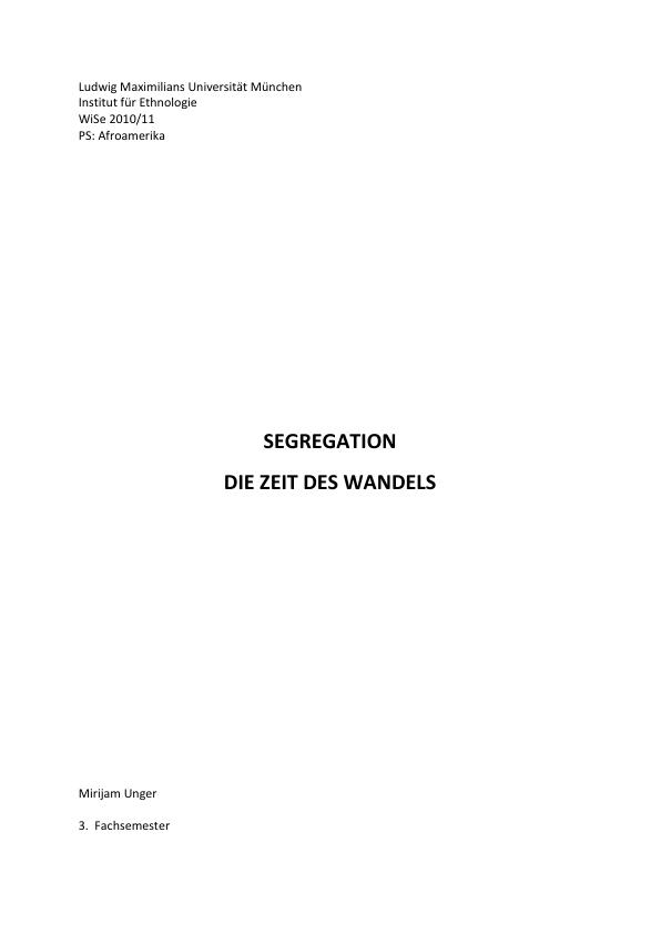 Title: Segregation - Entwicklung zwischen 1954 und 1964