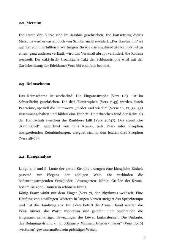 Analyse Und Interpretation Von Friedrich Schillers "Der Handschuh ...