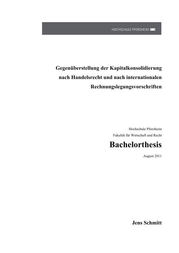 Gegenüberstellung Der Kapitalkonsolidierung Nach HGB Und IFRS - GRIN | Grin