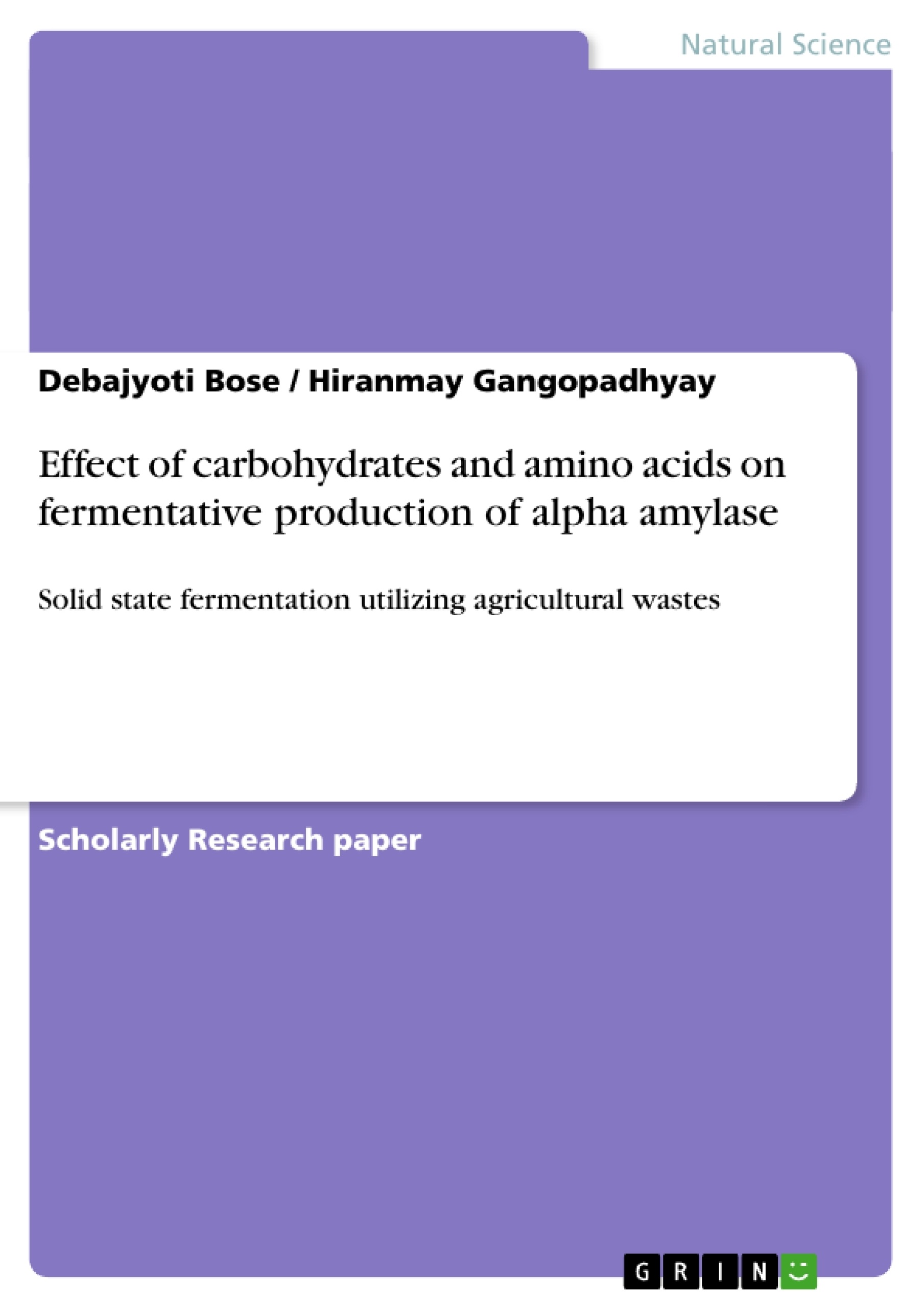 Titel: Effect of carbohydrates and amino acids on fermentative production of alpha amylase