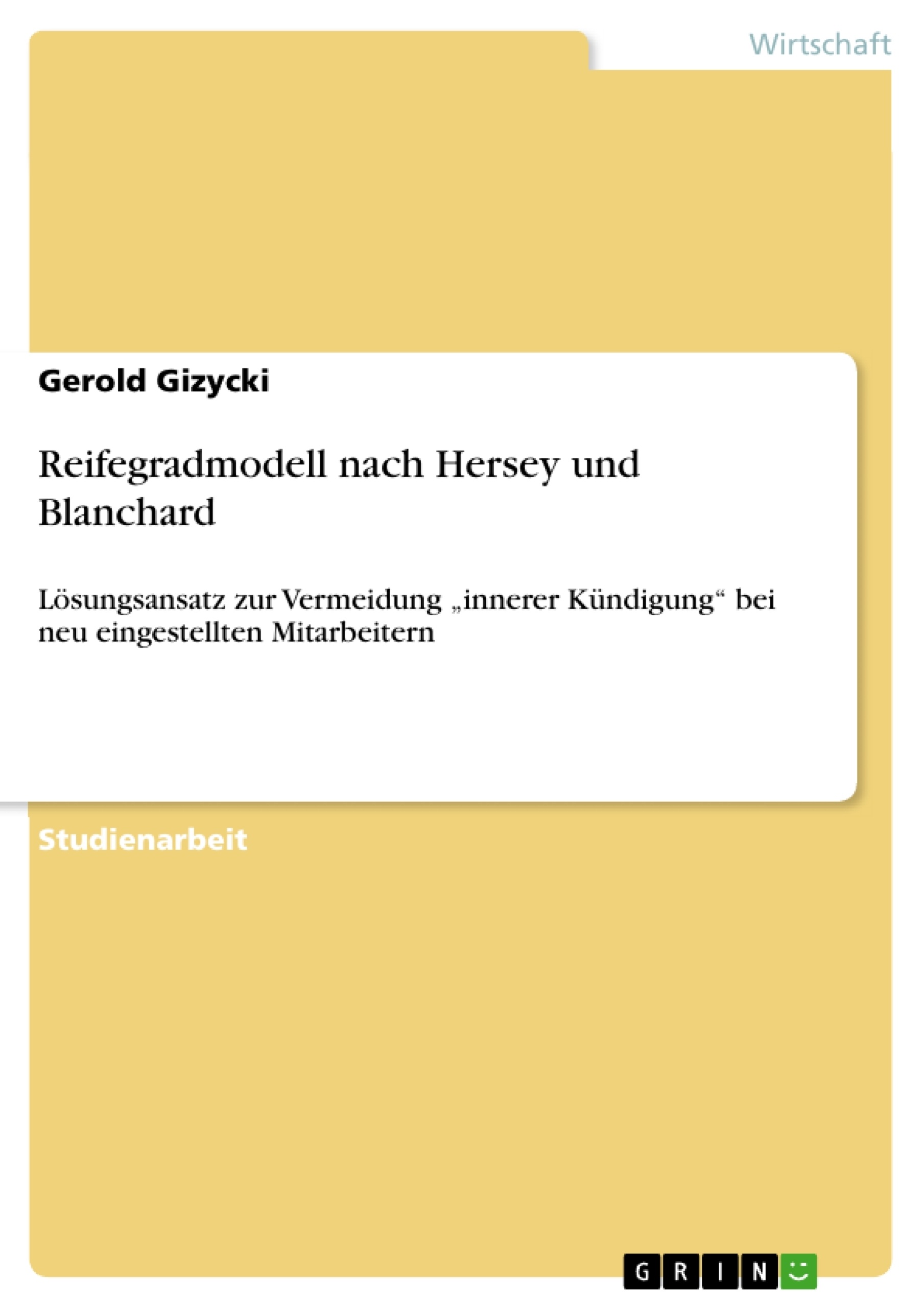 Titre: Reifegradmodell nach Hersey und Blanchard