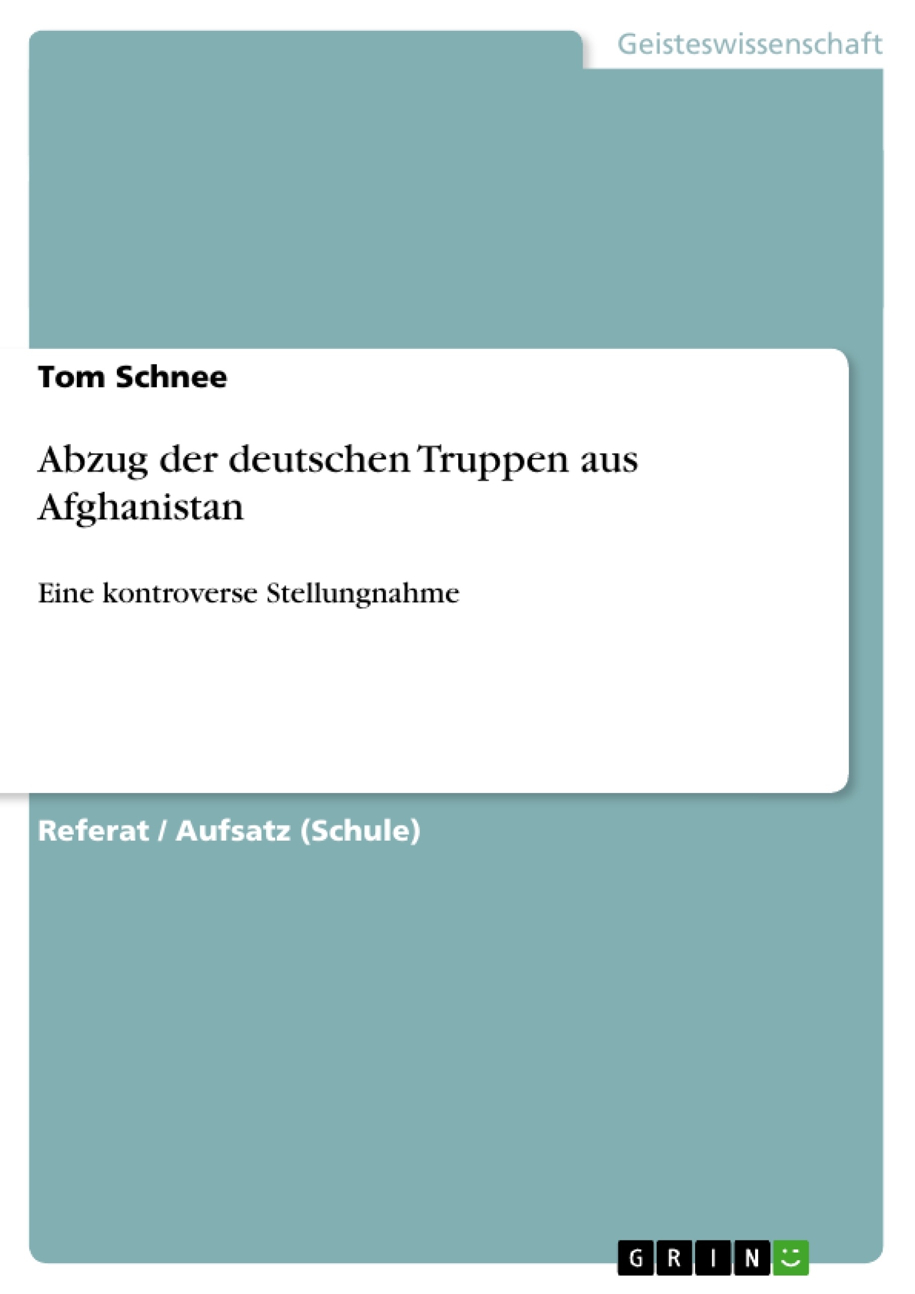 Titre: Abzug der deutschen Truppen aus Afghanistan